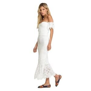 Aqua White Lace Off Shoulder Midi Dress XS NWT